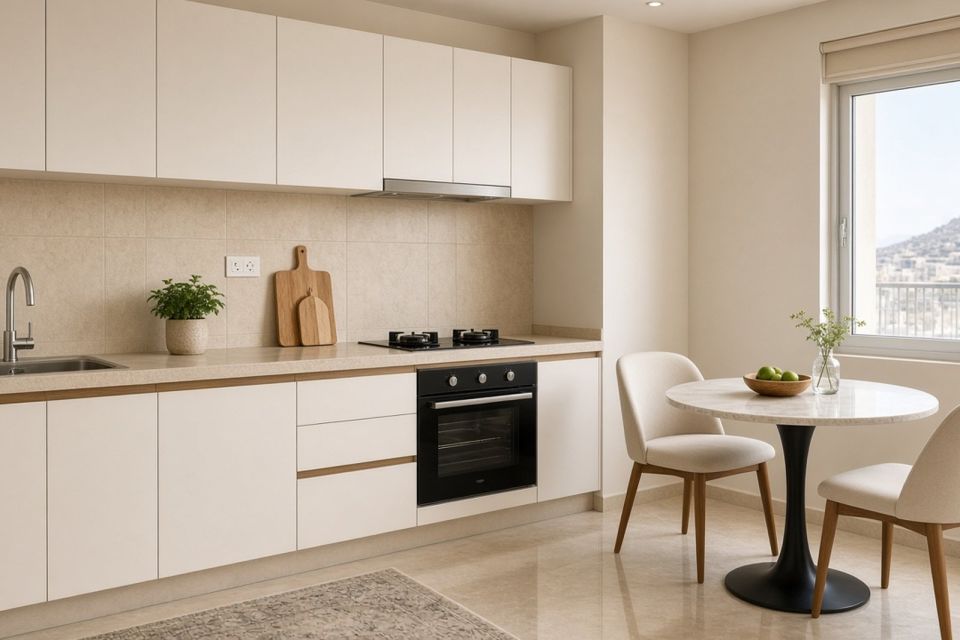 Compact modern apartment kitchen